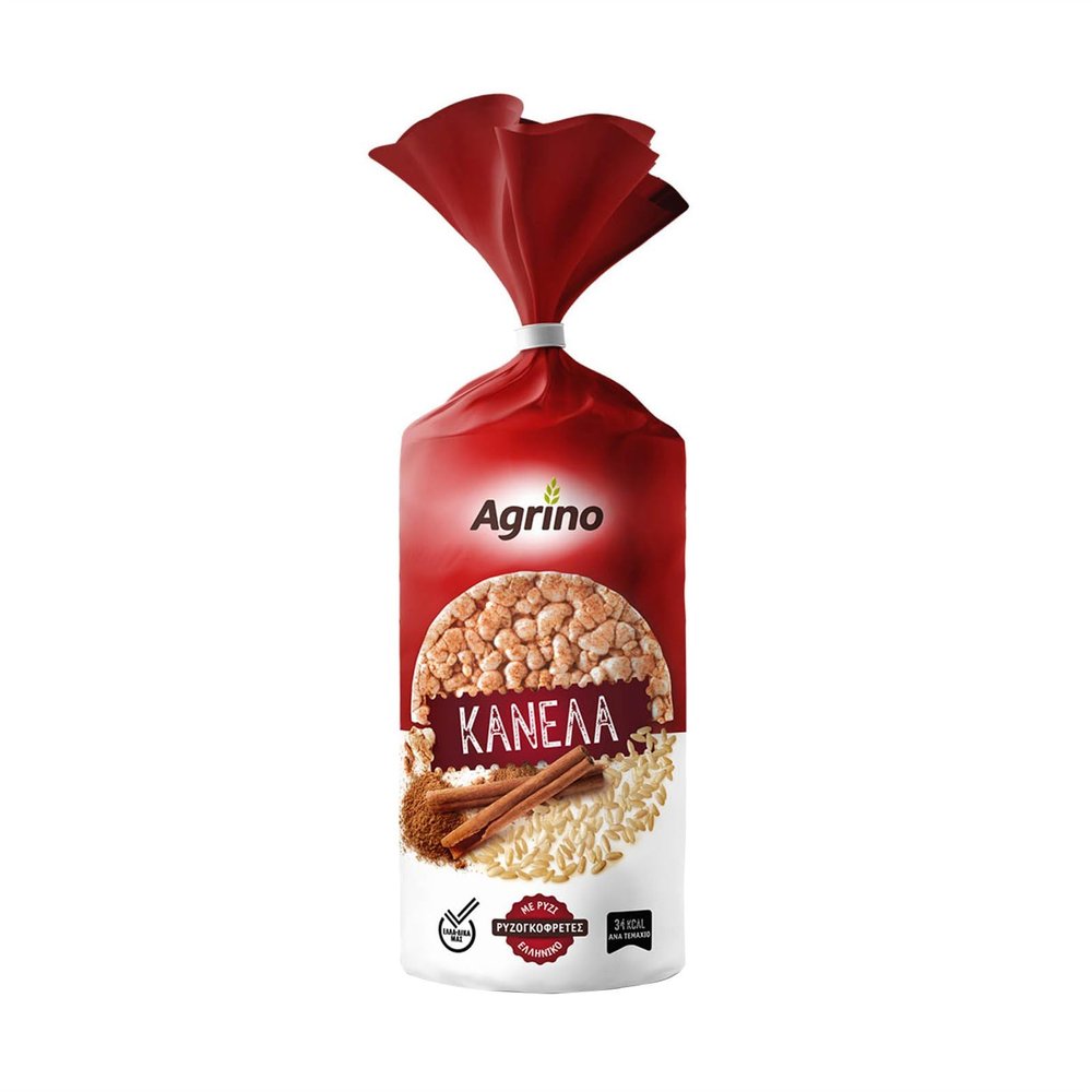 Rice Cakes with Cinnamon Gluten Free, Whole Grain Rice, Light & Crispy Snack 110g (3.88 oz) Made in Greece