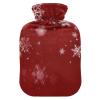 OTVEE Red Snowflakes Charm Hot Water Bottle with Cover, BPA Free PVC 2L Large Hot Water Bag for Pain Relief Menstrual Cramp Sore Muscles Hot and Cold Compress Therapy view 1