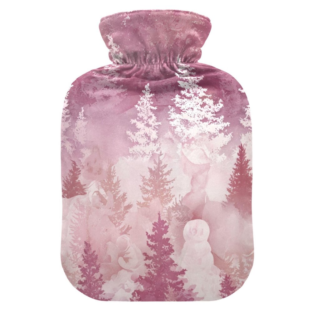 OTVEE Pink Winter Hot Water Bottle with Cover, BPA Free PVC 2L Large Hot Water Bag for Pain Relief Menstrual Cramp Sore Muscles Hot and Cold Compress Therapy