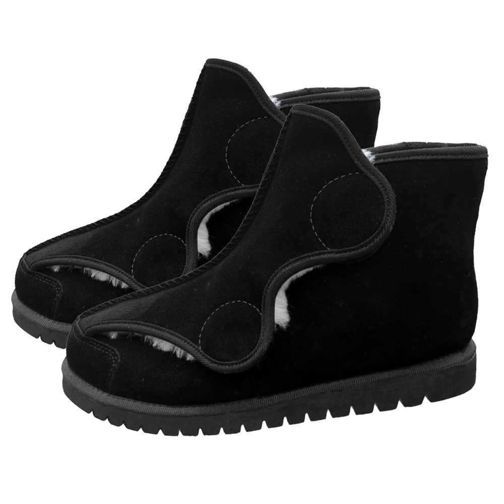 Fnyopki Diabetic Shoes for Women Men Wide Width Lightweight Snow Boots Warm Plush Adjustable Closure Non Slip Breathable Orthopedic Slippers for Arthritis Swollen