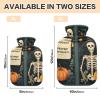 OTVEE Skeletons Pumpkin Fun Hot Water Bottle with Cover, BPA Free PVC 2L Large Hot Water Bag for Pain Relief Menstrual Cramp Sore Muscles Hot and Cold Compress Therapy view 2