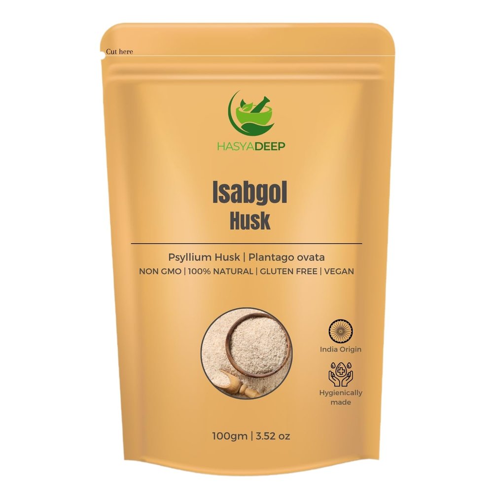 Hasyadeep Isabgol Husk | Plantago Ovata | Premium Psyllium Husk (100gm/3.52oz)