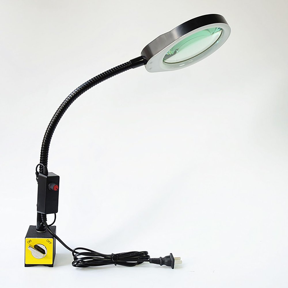 10X Magnifying Glass with Light & Stand, Dimmable Flexible Gooseneck Magnifier Lamp, Hands-Free for Reading, Close Work, Hobbies, Crafts, 3X 5X 8X Options