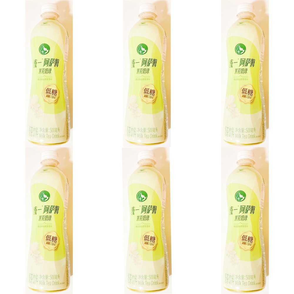 Low Sugar Jasmine Milk Tea Drink, Light Green, 500ml Bottle, 6-Bottles,Refreshing Beverage