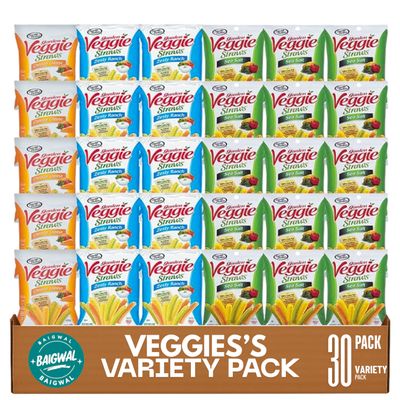 Veggie's-Straw Variety Pack - Assortment of Garden Sea Salt, Cheddar Cheese and Zesty Ranch Snack Size - Care Package Gift Box Glluten Free pacck of 30)