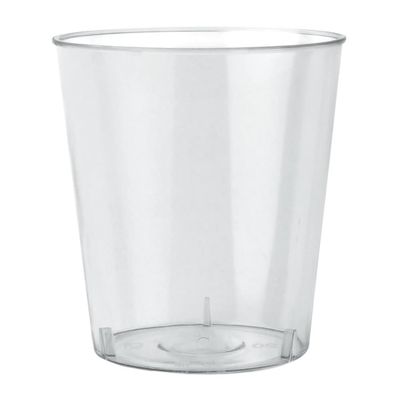 EcoQuality 1oz Clear Plastic Tumbler Mini Disposable, Reusable Transparent Shot Cup for Tasting, Banquets, Cold Beverages, Celebrations, Events and Parties (100)