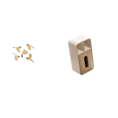 Baoblaze Wooden Bird Wall Art Hanging Ornament and Napkin Paper Box Facial Tissue Dispenser Multipurpose Rectangular Tissue Box Cover Holder for Office Bedroom