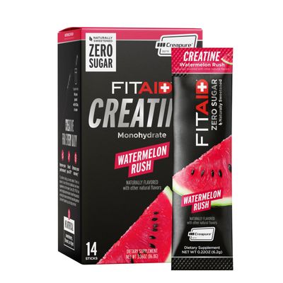 FITAID Creatine Monohydrate Powder, Watermelon Rush Flavor, 14 Single-Serve Packs, Pure Creatine for Women & Men, Pre Workout Supplement for ATP, Easy-Mix, Zero Sugar, Creatina Monohidratada