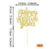 1 Pack 2026 Happy New Year Cake Topper Glitter Gold Cheers to 2026 Cake Pick Decoration for Happy New Year 2026 Eva Holiday Party Cake Decorations Supplies view 2