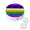 FLONTY Halloween Purple Orange Green Ombre Glitter Star Print Contact Lens Case Kit Round Contact Lens Box with Mirror for Daily 3.1X3.1 In view 1