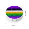 FLONTY Halloween Purple Orange Green Ombre Glitter Star Print Contact Lens Case Kit Round Contact Lens Box with Mirror for Daily 3.1X3.1 In view 2