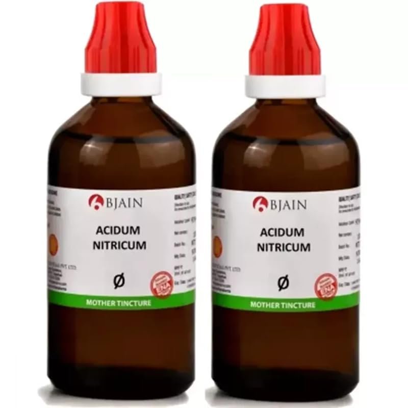 (Pack of 2) B-Jain Homeopathic Acidum Nitricum Mother Tincture 1X (Q) (100ml) - by Wellnesspath