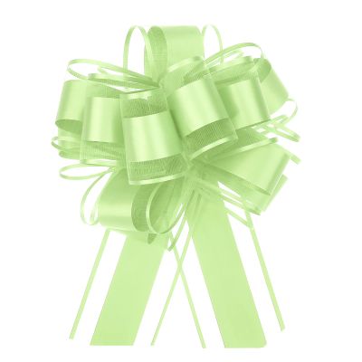 MECCANIXITY 8pcs 8 Inch Large Big Pull Bow Organza Gift Wrapping Bows Ribbon for Wedding Car Baskets Presents Christmas Bow, Fruit Green