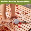 HARELA Teak Wood Bath Mat Non Slip Wooden Shower Floor Mats, Non-Slip Wooden Floor Mat for Indoor or Outdoor Spa Luxury Home Bathroom(70x70cm/27.6x27.6in) view 3