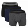 Washable Incontinence Underwear for Men, 100ml Light Absorbency Reusable Leakproof Cotton Boxer Briefs with Fly, Discreet Urinary Protection, 3-Pack (Black/Grey/Dark Blue) view 1