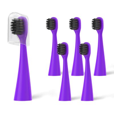 6 Pack Toothbrush Replacement Heads Compatible with Burst Kids Electric Toothbrush, Burst Kids Replacement Heads with Ultra-Soft Bristles, Dust Cover Caps, Perfectly Compatible (Purple)