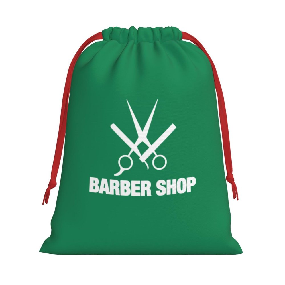 AMZWZSH Barber Shop Christmas Gift Bags, Santa Wrapping Bags, Xmas Presents Bag With Drawstring, Holiday Party Favors Birthday & Christmas Gift (Large Medium Small)