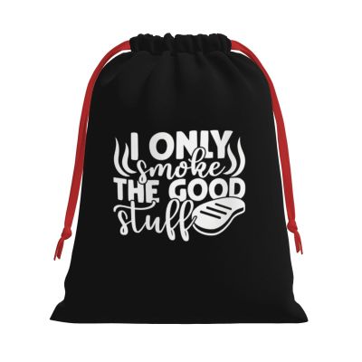 AMZWZSH I Only Smoke the Good Stuff Meat Tasting Bbq Christmas Gift Bags, Santa Wrapping Bags, Xmas Presents Bag With Drawstring, Holiday Party Favors Birthday & Christmas Gift (Large Medium Small)