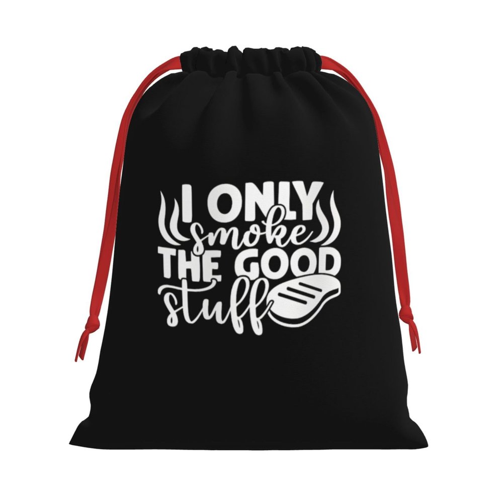 AMZWZSH I Only Smoke the Good Stuff Meat Tasting Bbq Christmas Gift Bags, Santa Wrapping Bags, Xmas Presents Bag With Drawstring, Holiday Party Favors Birthday & Christmas Gift (Large Medium Small)
