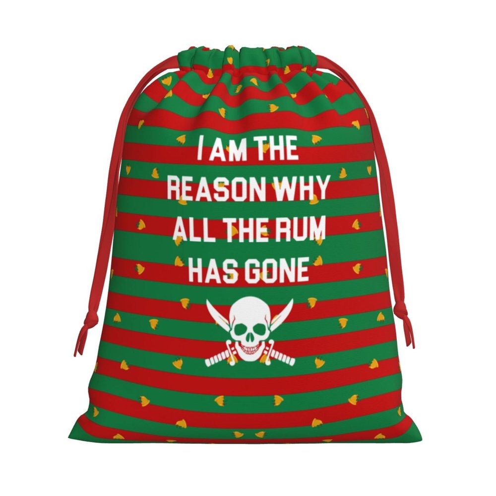 AMZWZSH Pirate The Reason The Rum is Gone Pirate Christmas Gift Bags, Santa Wrapping Bags, Xmas Presents Bag With Drawstring, Holiday Party Favors Birthday & Christmas Gift (Large Medium Small)