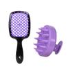Scalp Age Comb Set - 1/2pcs Hollow Comb & Shampoo Brush for Hair Washing, Spa & Scalp Massage - Purple & Black Hair Care Tools for Relaxation & Wellness view 3