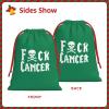 AMZWZSH Fuck Cancer Skull & Crossbones Christmas Gift Bags, Santa Wrapping Bags, Xmas Presents Bag With Drawstring, Holiday Party Favors Birthday & Christmas Gift (Large Medium Small) view 2