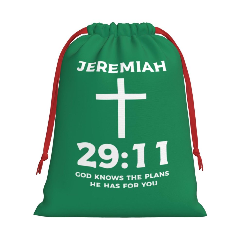 AMZWZSH Jeremiah 29 11 Bible Verse Jesus Christmas Gift Bags, Santa Wrapping Bags, Xmas Presents Bag With Drawstring, Holiday Party Favors Birthday & Christmas Gift (Large Medium Small)