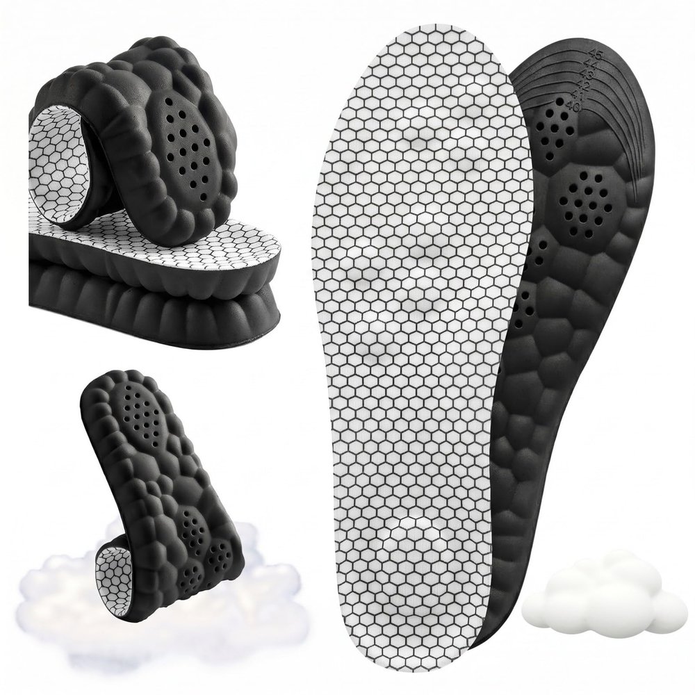 2026 New Steppers Insoles for Men and Women, Cloud Memory Foam Super Soft, Relieve Foot Pain, Day-Long Comfort, Anti-Fatigue & Shock Absorption (Grid White, Men 7.5-10.5 / Women 9-12)