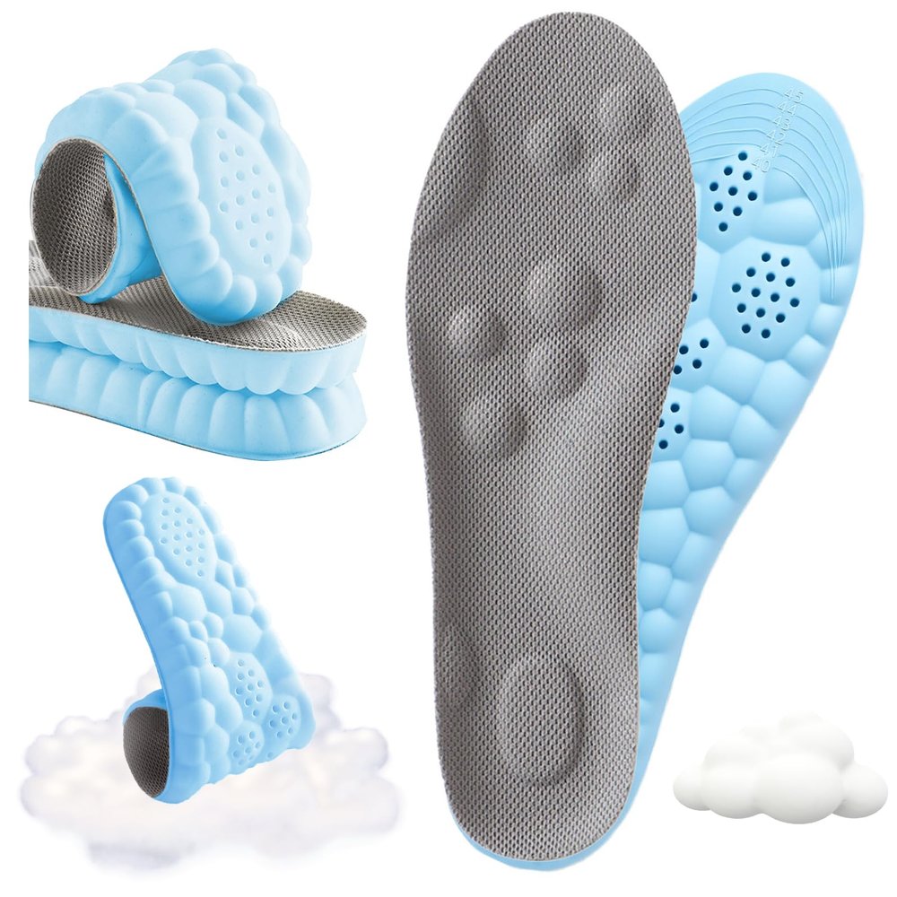 2026 New Steppers Insoles for Men and Women, Cloud Memory Foam Super Soft, Relieve Foot Pain, Day-Long Comfort, Anti-Fatigue & Shock Absorption (Blue, Men 11-11.5 / Women 12.5-13)
