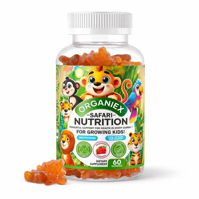 ORGANIEX Kids Multivitamin Gummies with Iron & Zinc (Ages 2+) | Daily Kids Vitamins with Vitamin C, D3, B12 & Folate | Vegan, Non-GMO, Gluten-Free, Pectin-Based | Raspberry Flavor | 60 Count