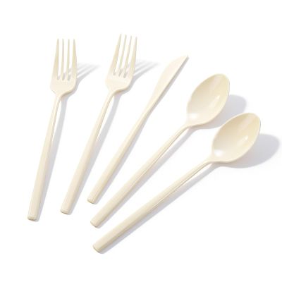 Tinybee 150PCS Ivory Plastic Silverware - Heavy Duty Disposable Silverware