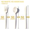 Tinybee 150PCS Ivory Plastic Silverware - Heavy Duty Disposable Silverware view 2