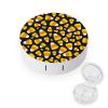 FLONTY Fall Candy Corn Halloween Print Contact Lens Case Kit Round Contact Lens Box with Mirror for Daily 3.1X3.1 In view 1