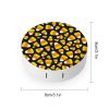 FLONTY Fall Candy Corn Halloween Print Contact Lens Case Kit Round Contact Lens Box with Mirror for Daily 3.1X3.1 In view 2