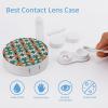 FLONTY Aztec Ethnic Pattern Print Contact Lens Case Kit Round Contact Lens Box with Mirror for Daily 3.1X3.1 In view 3