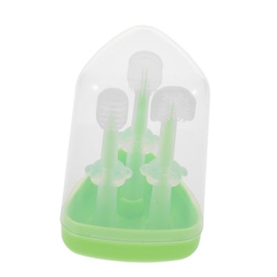 GANAZONO Silicone Toothbrush with Finger Brush Gum Cleaner Tongue Cleaner for Boy Girl and Soft Ergonomic Oral Hygiene Kit with Transparent Storage Stand for Easy Cleaning and Organization