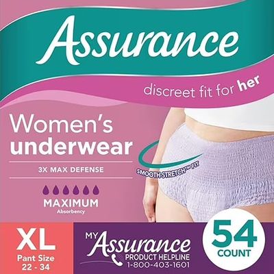 Assurance Women's Incontinence & Postpartum Underwear, XL, Maximum Absorbency (54 Count) with Gift IncrediShop Bookmark