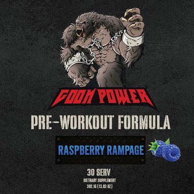 GOON Power Pre-Workout Powder Raspberry Rampage | 350mg Caffeine Energy & Focus | Pumps & Endurance Formula | Veteran-Owned | 30 Servings