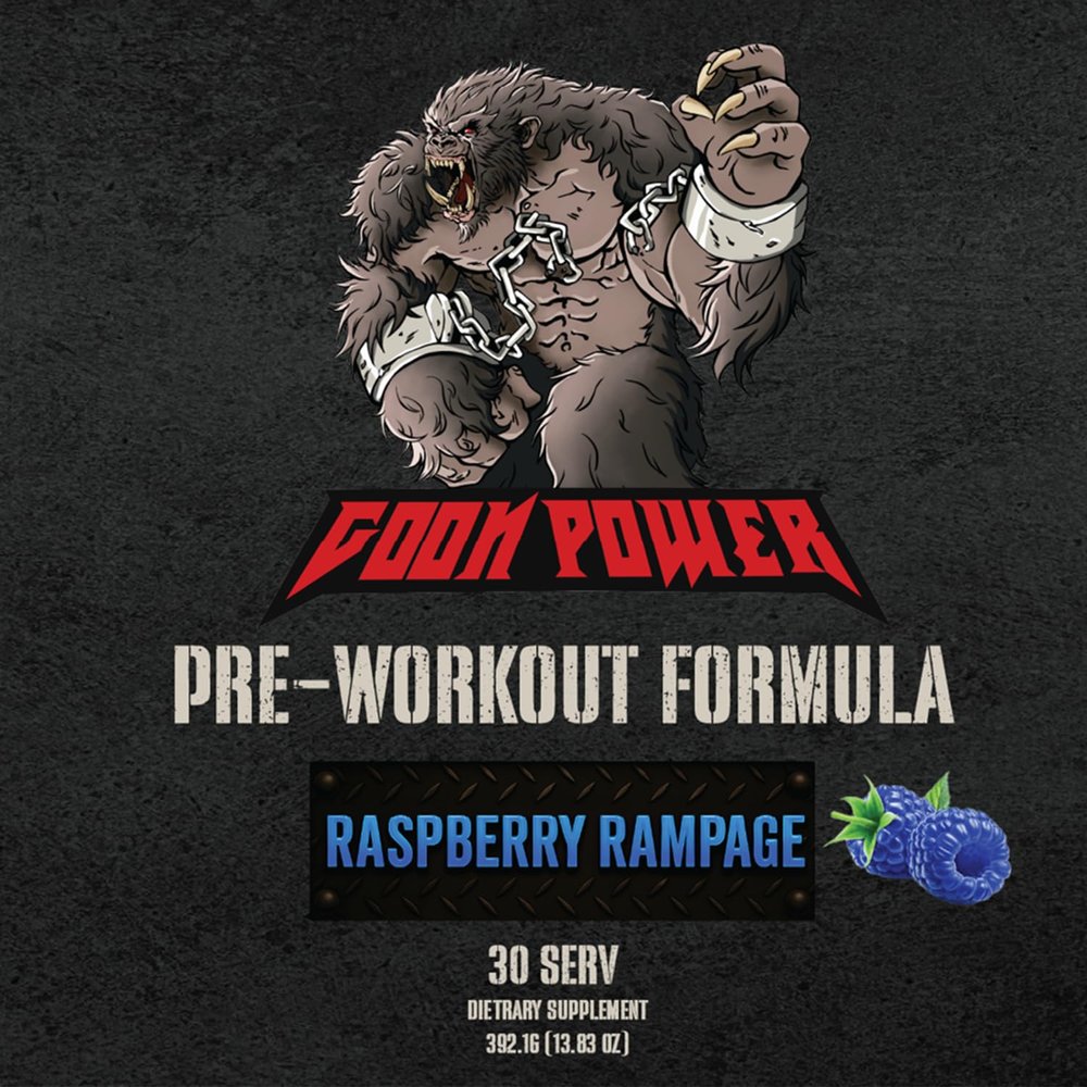 GOON Power Pre-Workout Powder Raspberry Rampage | 350mg Caffeine Energy & Focus | Pumps & Endurance Formula | Veteran-Owned | 30 Servings