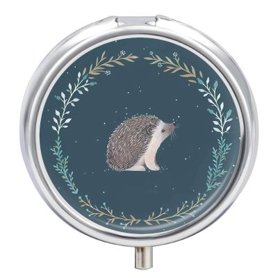 Cute Little Hedgehog Pill Box,3 Compartments Round Small Pills Case Moisture-Proof Portable Pill Container for Travel Vitamins Fish Oil Supplements
