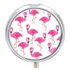 Pink Flamingo Pill Box,3 Compartments Round Small Pills Case Moisture-Proof Portable Pill Container for Travel Vitamins Fish Oil Supplements view 1