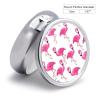 Pink Flamingo Pill Box,3 Compartments Round Small Pills Case Moisture-Proof Portable Pill Container for Travel Vitamins Fish Oil Supplements view 2