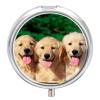 Golden Retriever Dogs Puppies Pets Pill Box,3 Compartments Round Small Pills Case Moisture-Proof Portable Pill Container for Travel Vitamins Fish Oil Supplements view 1