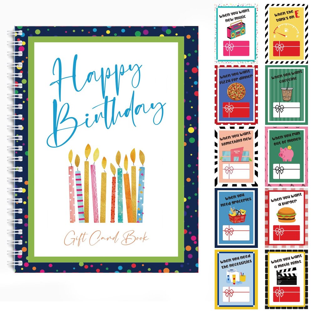 Motiskyy Birthday Gift Card Book 7 x 5 Inch Happy Birthday Booklet Organizer Greeting Card Album Keeper Personalized Gift for Birth Party Supplies(Novel)