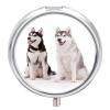Husky Dogs Pill Box,3 Compartments Round Small Pills Case Moisture-Proof Portable Pill Container for Travel Vitamins Fish Oil Supplements view 1