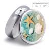 Sea Shell Starfish Pill Box,3 Compartments Round Small Pills Case Moisture-Proof Portable Pill Container for Travel Vitamins Fish Oil Supplements view 2