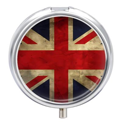 British Flag Pill Box,3 Compartments Round Small Pills Case Moisture-Proof Portable Pill Container for Travel Vitamins Fish Oil Supplements