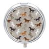 Cute Horse Pill Box,3 Compartments Round Small Pills Case Moisture-Proof Portable Pill Container for Travel Vitamins Fish Oil Supplements view 1