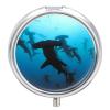 Hammerhead Sharks Pill Box,3 Compartments Round Small Pills Case Moisture-Proof Portable Pill Container for Travel Vitamins Fish Oil Supplements view 1