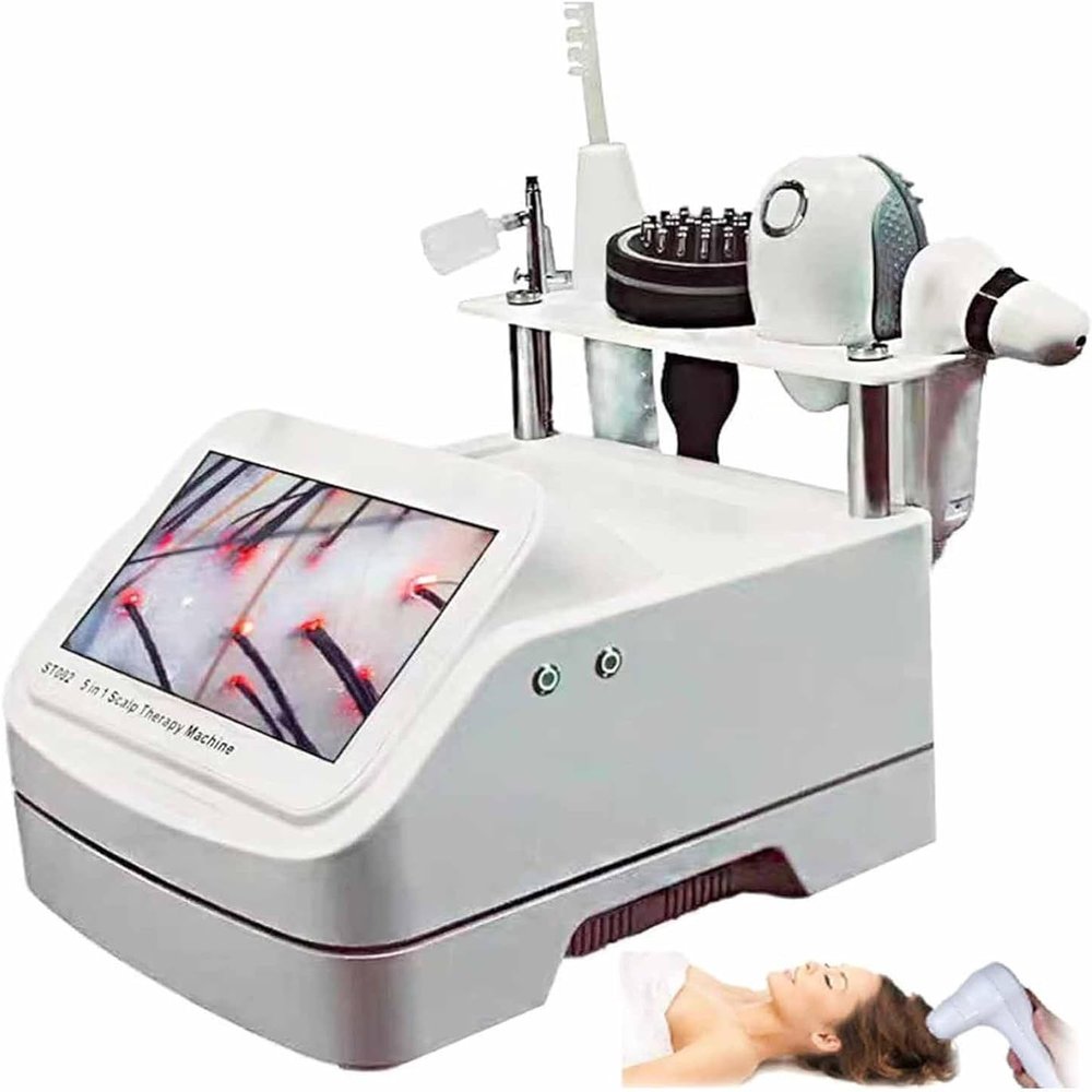 10inch Skin Scalp Detector, 5 in 1 HD Screen Skin Diagnosis Hair Analyzer with 5 Handles, Scalp Massage Equipment Skin, Skin Oil and Analysis, for Hair Loss/Moisture/Flexibility/Oil Content.
